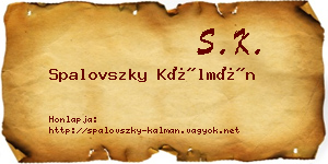 Spalovszky Kálmán névjegykártya